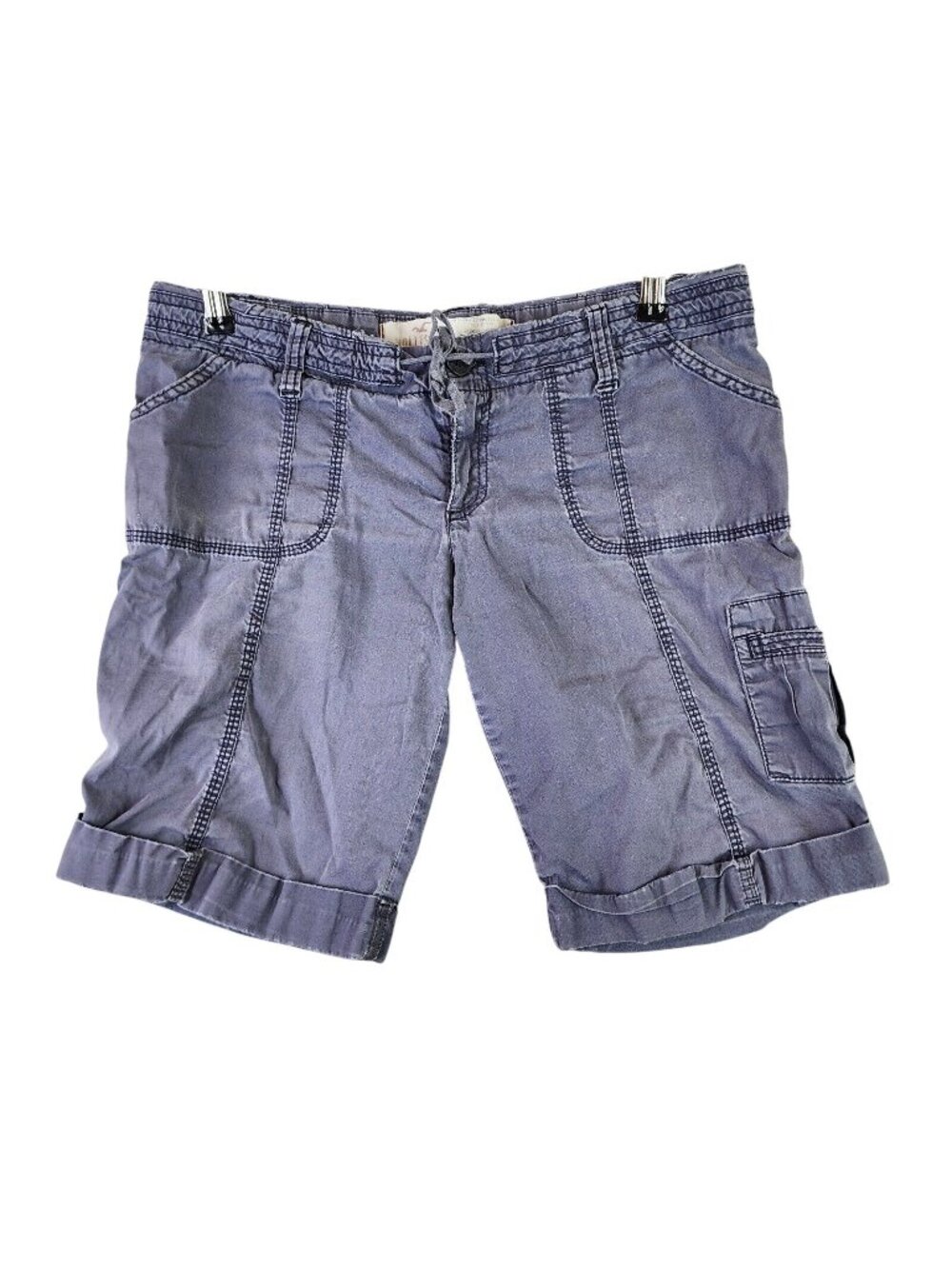 Juniors Hollister Purple Cargo Shorts 10" Inseam Cotton Blend Stretch Size 7